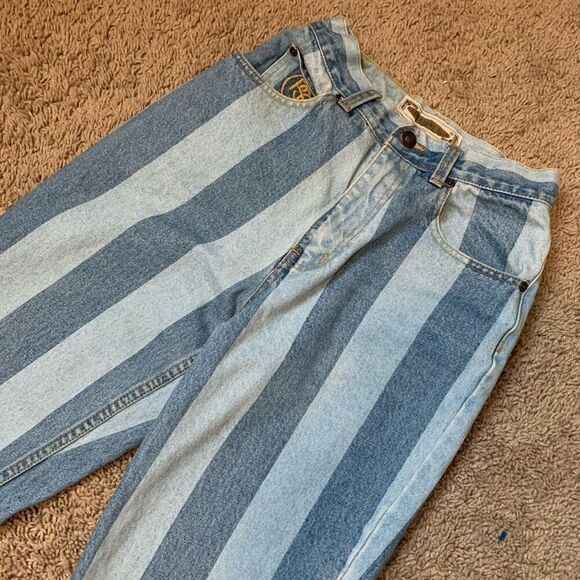 Vintage Paris Sports Slim Straight Jeans 23” Stripe High Rise Tapered - Picture 3 of 10